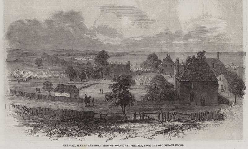 Borgerkrigen i Amerika, Udsigt over Yorktown, Virginia, fra Old Nelson House (gravering) af English School