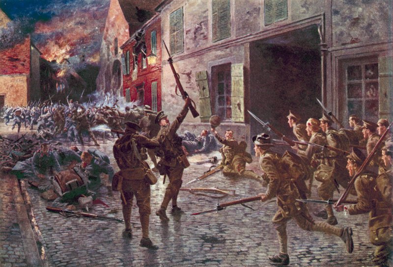 The Coldstream Guards at Landrecies, August 1914  af English School