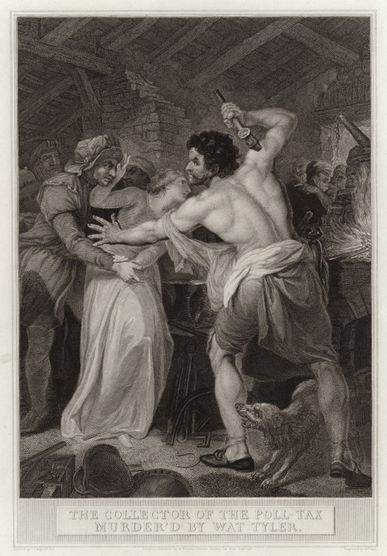 The Collector of the Poll-Tax myrdet af Wat Tyler af English School