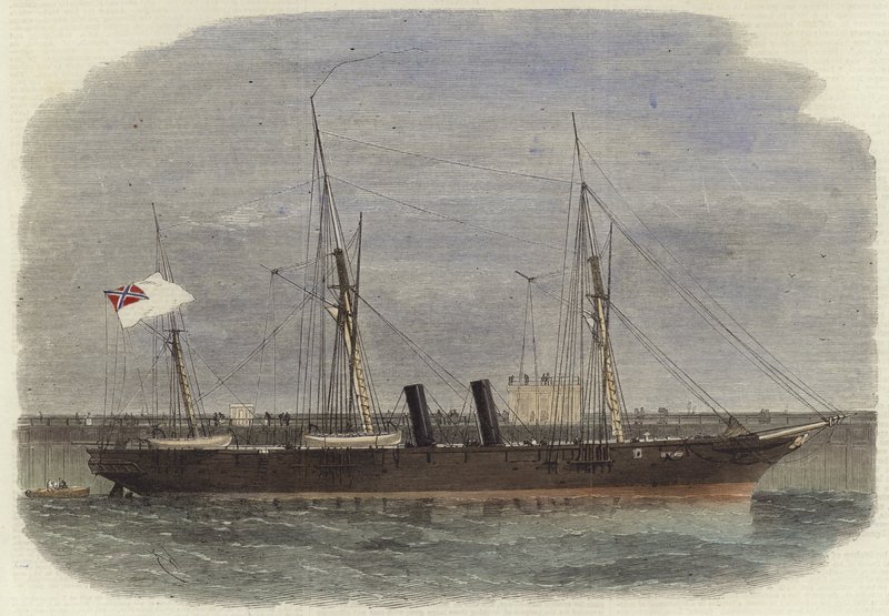 Konføderationens skruedamper Rappahannock liggende ved Calais Pier af English School