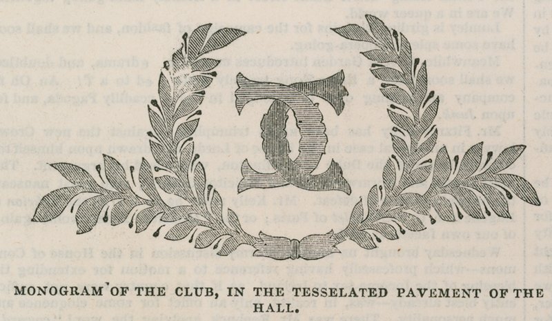 Det konservative klubhus: Monogram af klubben i hallens tesseller af English School