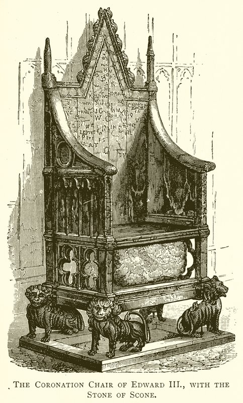 Kroningsstolen af Edward III., med Stone of Scone af English School