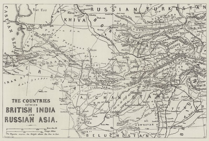 Landene mellem Britisk Indien og Russisk Asien (gravering) af English School