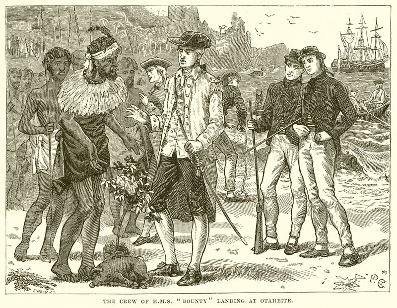 Besætningen på H.M.S. Bounty Landing ved Otaheite af English School
