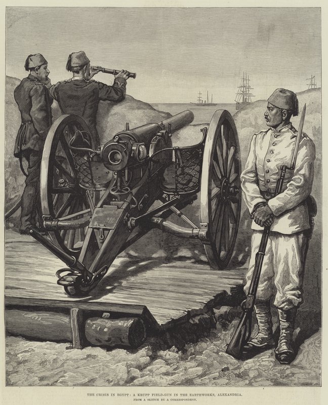 Krisen i Egypten, en Krupp-feltpistol i Jordværket, Alexandria af English School