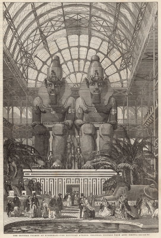 Krystalpaladset i Sydenham; Egyptian Avenue, kolossale figurer fra Aboo Simbel af English School