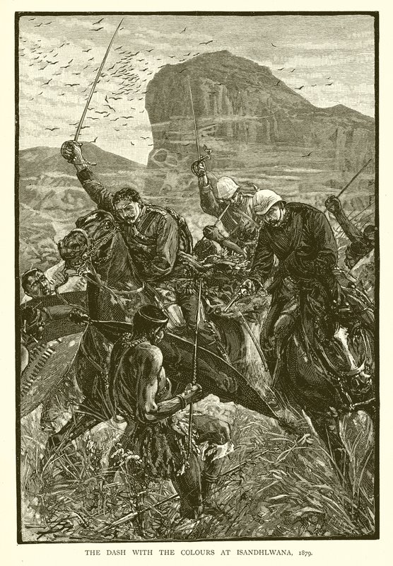 The Dash with the Colors at Isandhlwana, 1879 af English School