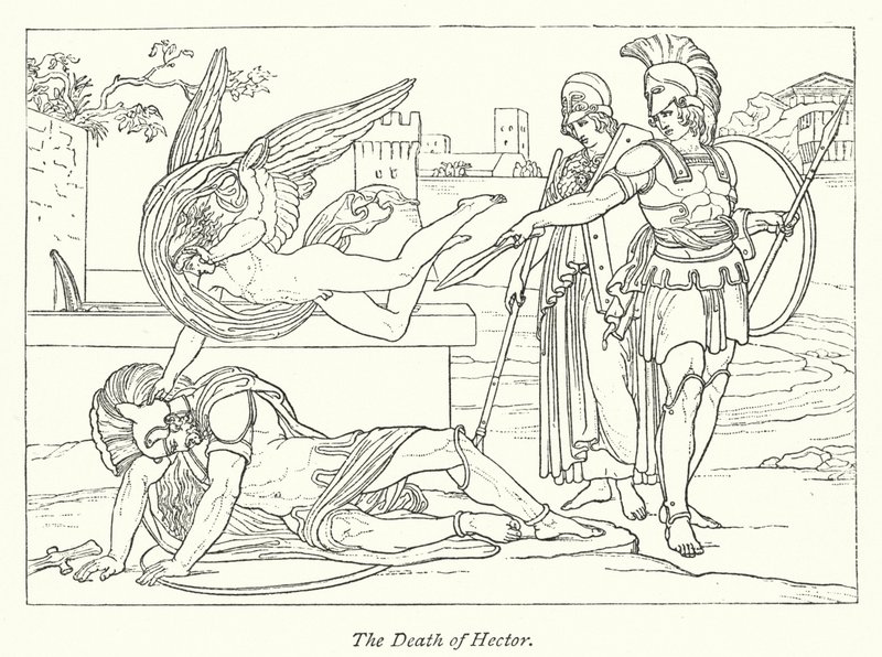 Hectors død (litho) af English School