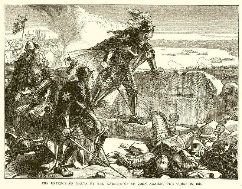 Forsvaret af Malta af St. John Knights mod tyrkerne i 1565 af English School