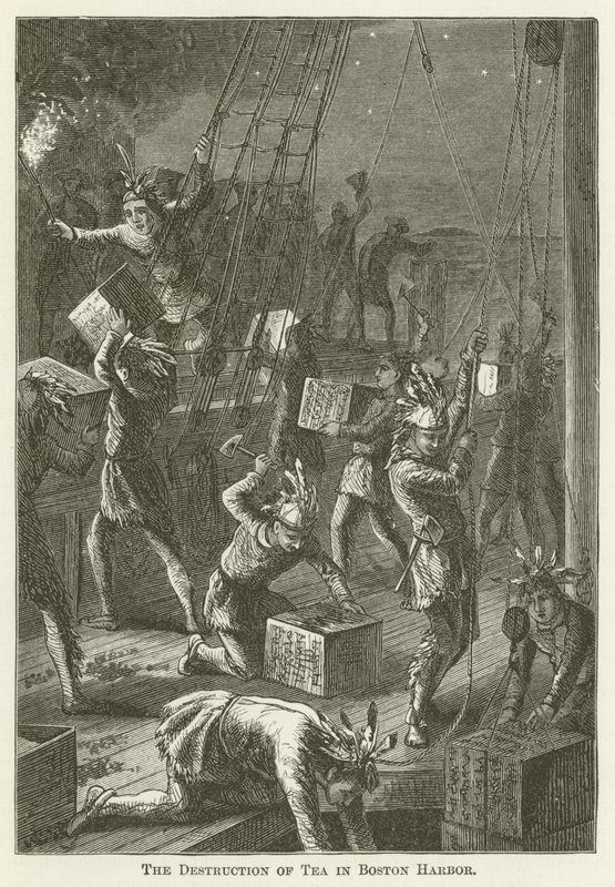 Ødelæggelsen af te i Boston Harbor af English School