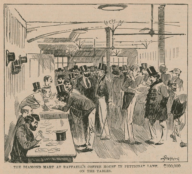 The Diamond Mart på Raffaells Coffee House i Petticoat Lane af English School