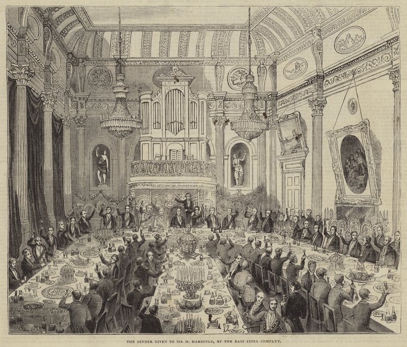 Middagen givet til Sir H Hardinge, af East India Company (gravering) af English School