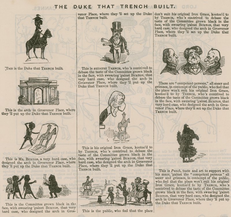 Hertugen, der byggede skyttegrav; fra Punch, 1846 af English School