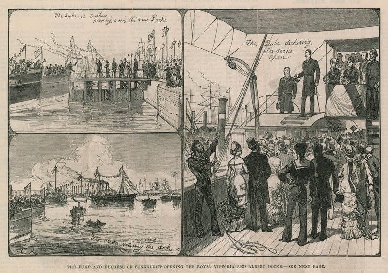 Hertugen og hertuginden af Connaught åbner Royal Victoria and Albert Docks af English School