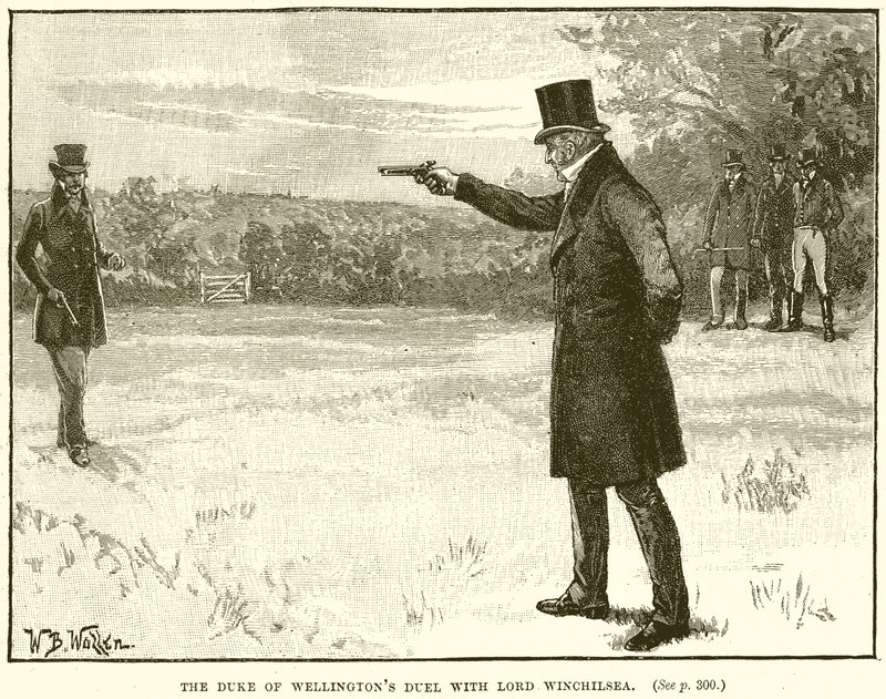 The Duke of Wellingtons Duel med Lord Winchilsea af English School