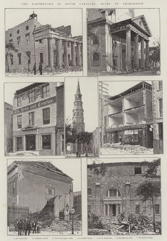 Jordskælvet i South Carolina, Ruins of Charleston (gravering) af English School