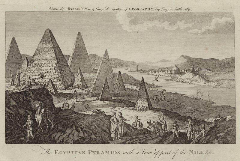 De egyptiske pyramider med udsigt til en del af Nilen af English School