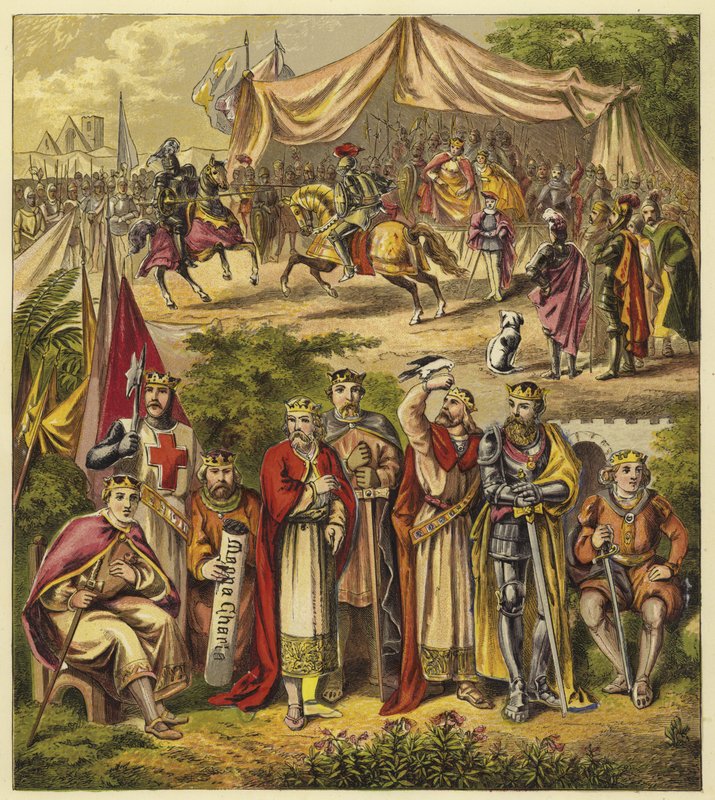 De otte første Plantagenet-konger; Kong Henrik II, Kong Richard I, Kong John, Kong Henrik III, Kong Edward I, Kong Edward II, Kong Edward III, Kong Richard II af English School