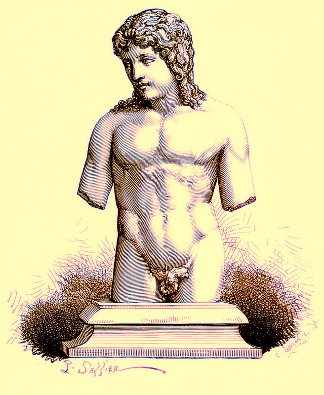 The Eros of the Vatican, statue i Vatikanet, illustration fra History of Rome af Victor Duruy, udgivet 1884 (digitalt forbedret billede) af English School