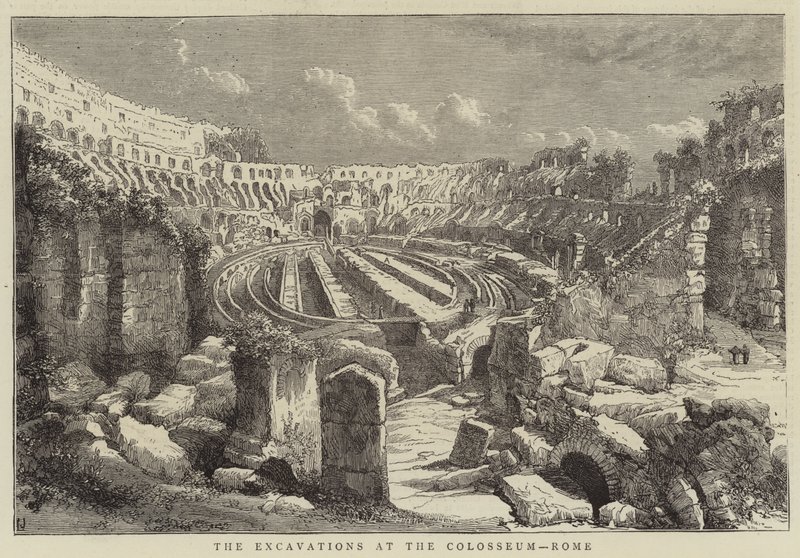 Udgravningerne ved Colosseum, Rom (gravering) af English School