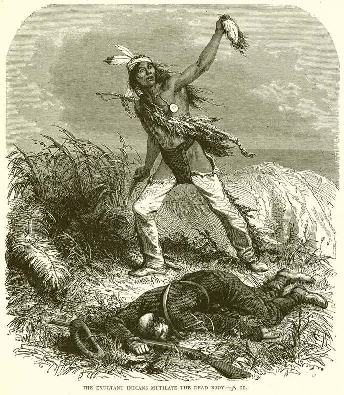 De jublende indianere lemlæster den døde krop af English School