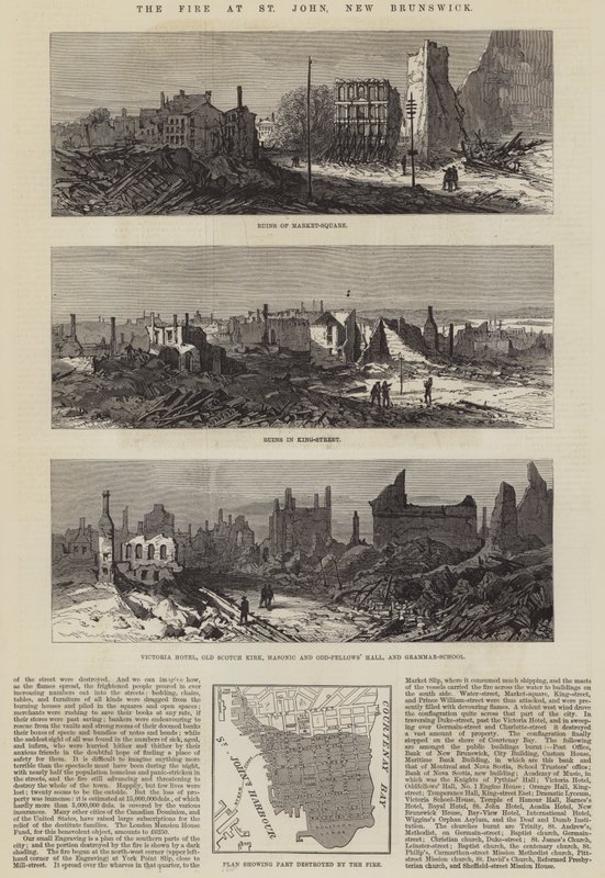 The Fire at St John, New Brunswick (gravering) af English School