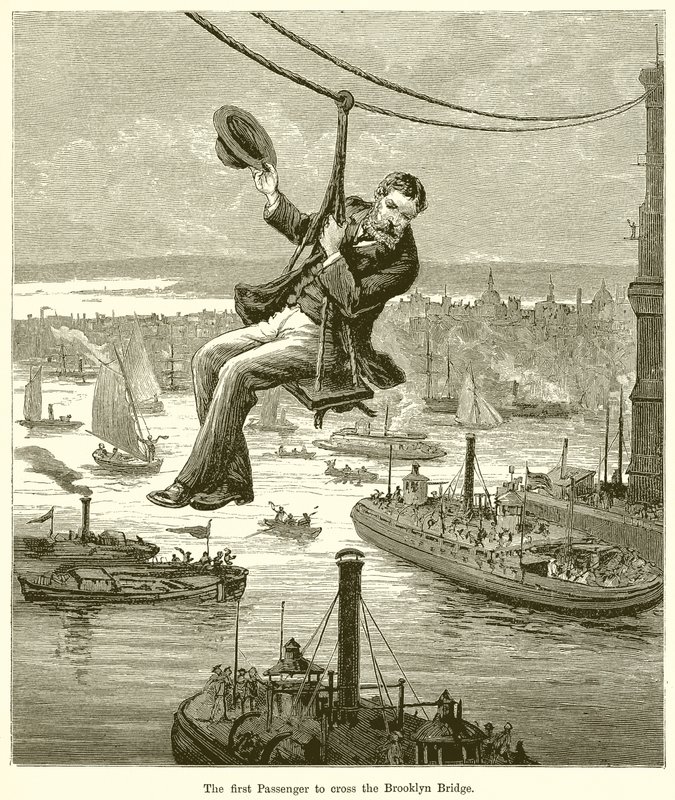 Den første passager, der krydser Brooklyn Bridge af English School
