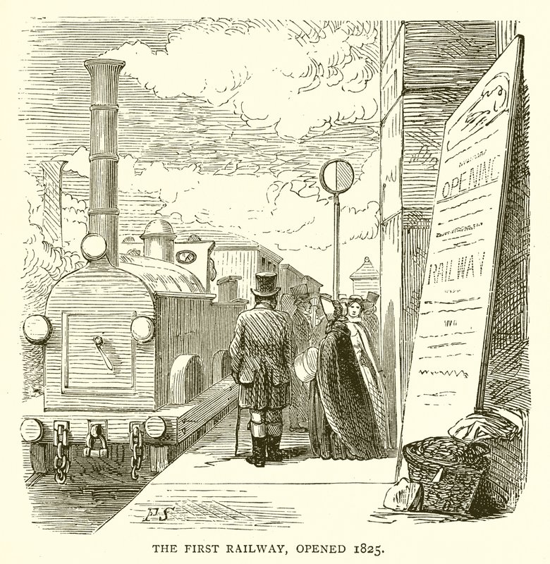 Den første jernbane, åbnet 1825 af English School