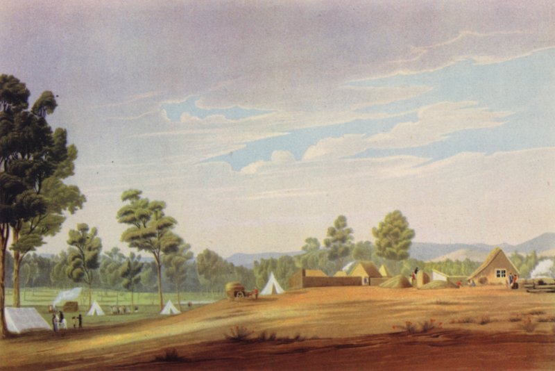 The First Site of Adelaide, South Australia, c1837 (farve litho) af English School