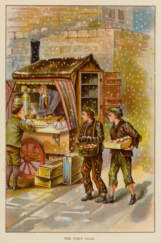 Den første sne (farve litho) af English School