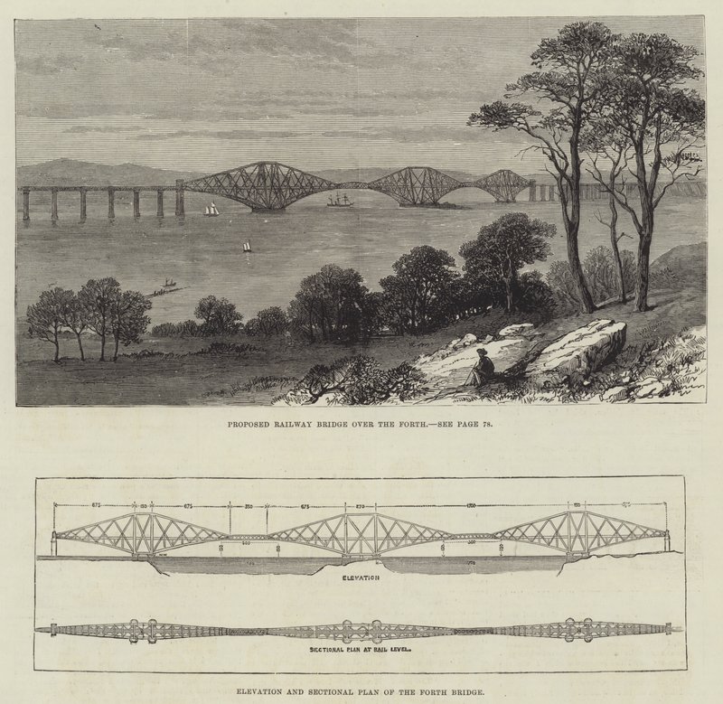The Forth Bridge (gravering) af English School