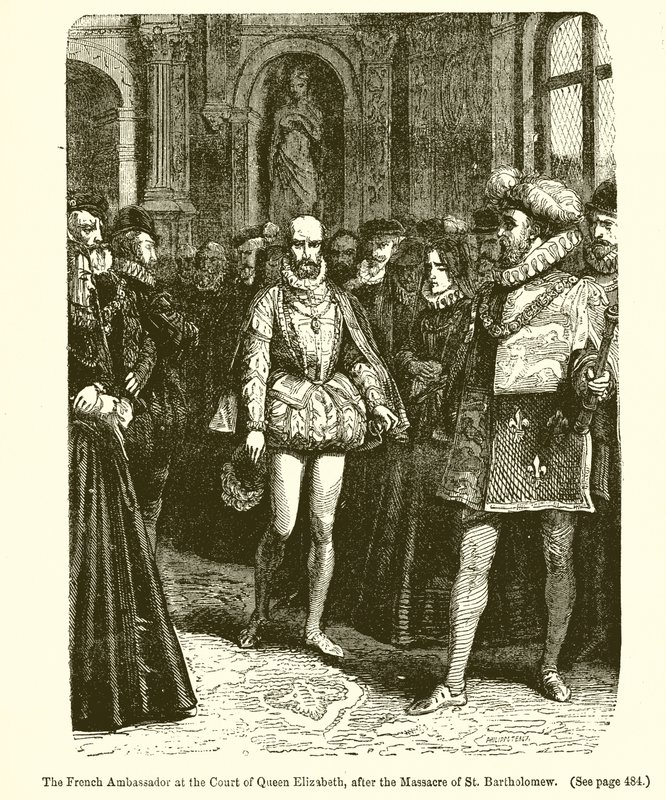 Den franske ambassadør ved dronning Elizabeths hof efter massakren på St. Bartholomew af English School