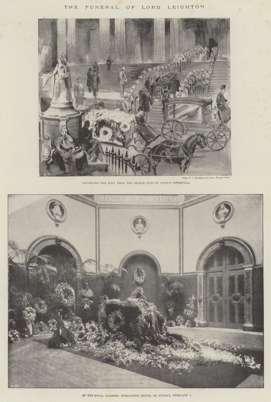 Lord Leightons begravelse (litho) af English School