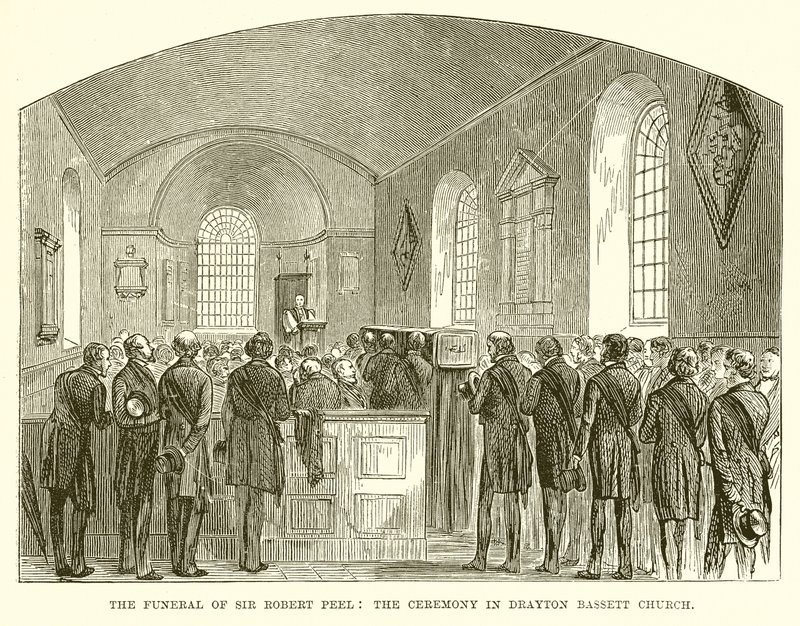 Sir Robert Peels begravelse: Ceremonien i Drayton Bassett Church af English School