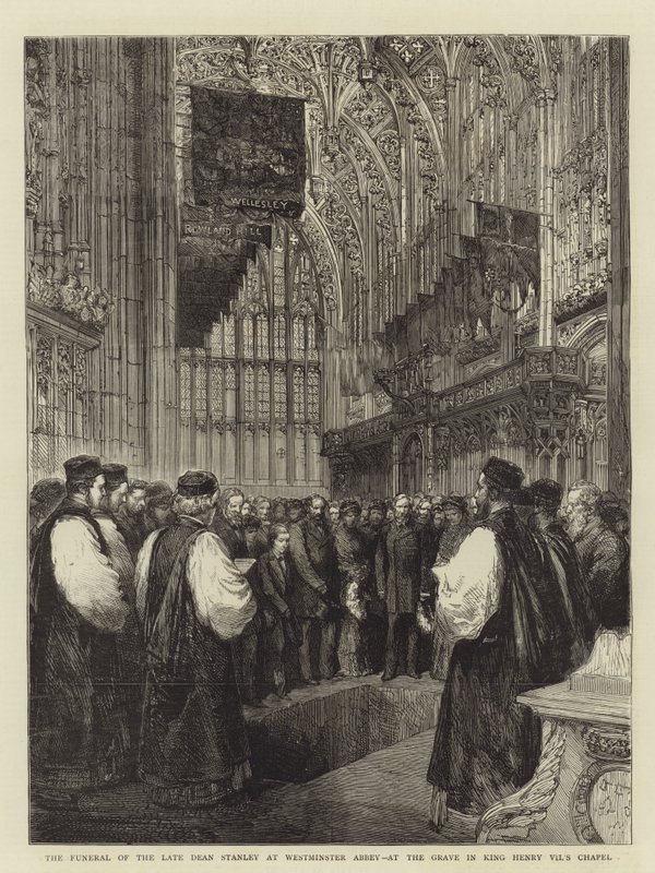 Begravelsen af den afdøde dekan Stanley i Westminster Abbey, ved graven i kong Henry VII