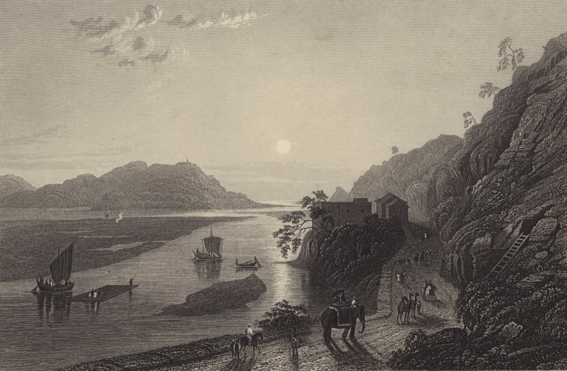 Ganges løber ud på sletterne nær Haridwar (gravering) af English School