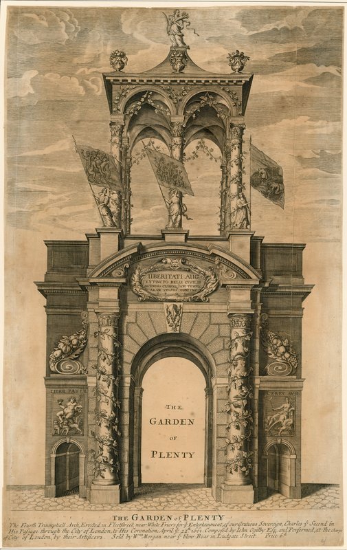 Overflodens Have; Triumfbuen opført i Fleet Street, nær Whitefriars, London af English School