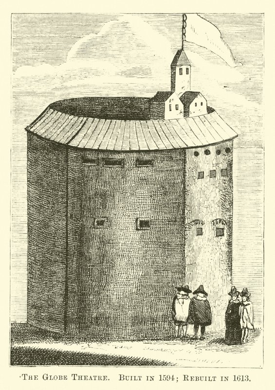 Globe-teatret, opført 1594; Ombygget i 1613 af English School