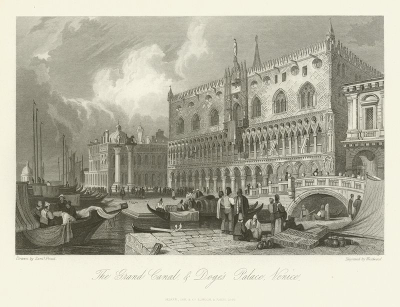 Canal Grande og Doges Palace, Venedig, 1844 af English School
