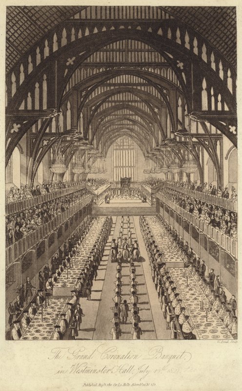 The Grand Coronation Banket i Westminster Hall af English School