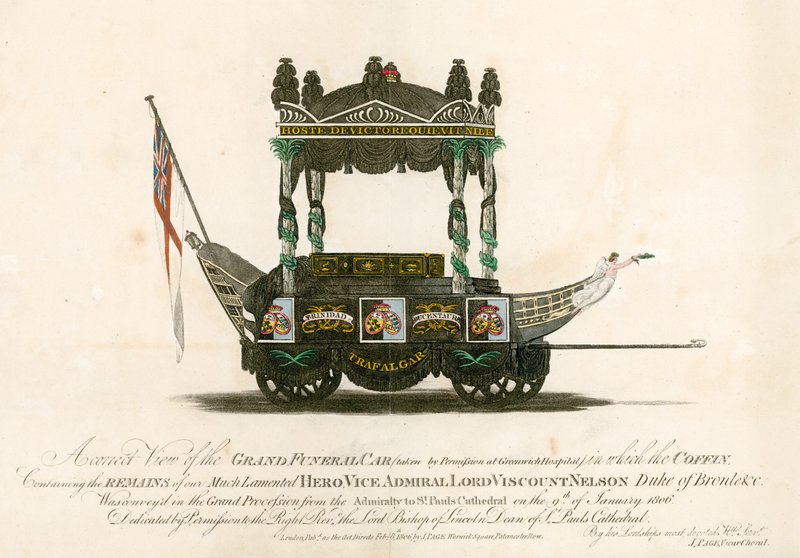 Viceadmiral Lord Viscount Nelsons store begravelsesvogn af English School