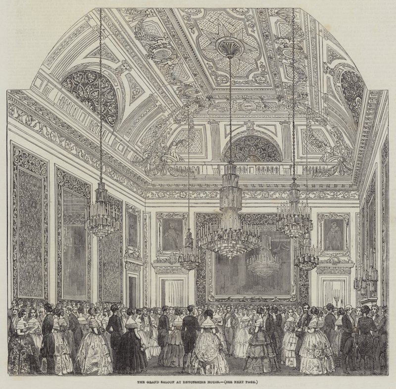 The Grand Saloon i Devonshire House (gravering) af English School