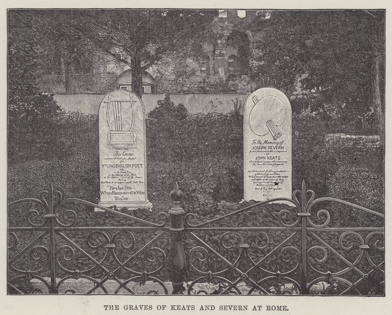 Keats og Severns grave i Rom (gravering) af English School