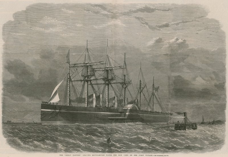 The Great Eastern forlader Southampton-vandet til New York på sin første rejse af English School