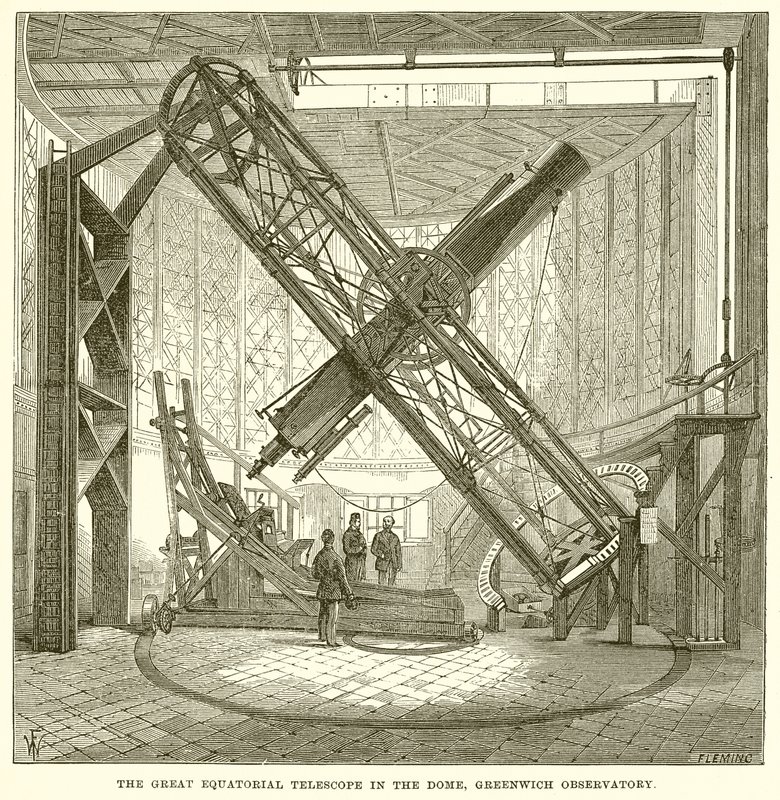 Det Store Ækvatorteleskop i Dome, Greenwich Observatory af English School