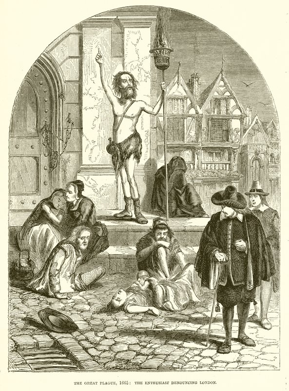 Den store pest, 1665: Entusiasten fordømmer London af English School