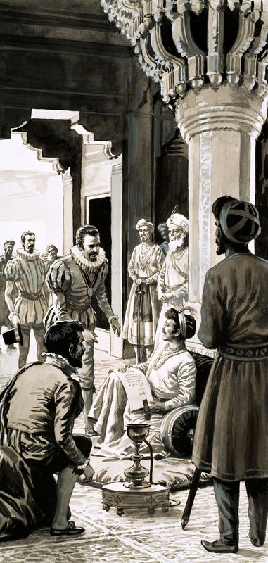 The Great Reign of the Lucky Emperor (gouache på papir) af English School