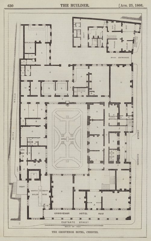 The Grosvenor Hotel, Chester (gravering) af English School
