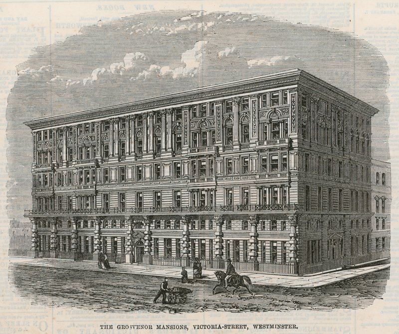 The Grosvenor Mansions, Victoria Street, Westminster, London af English School