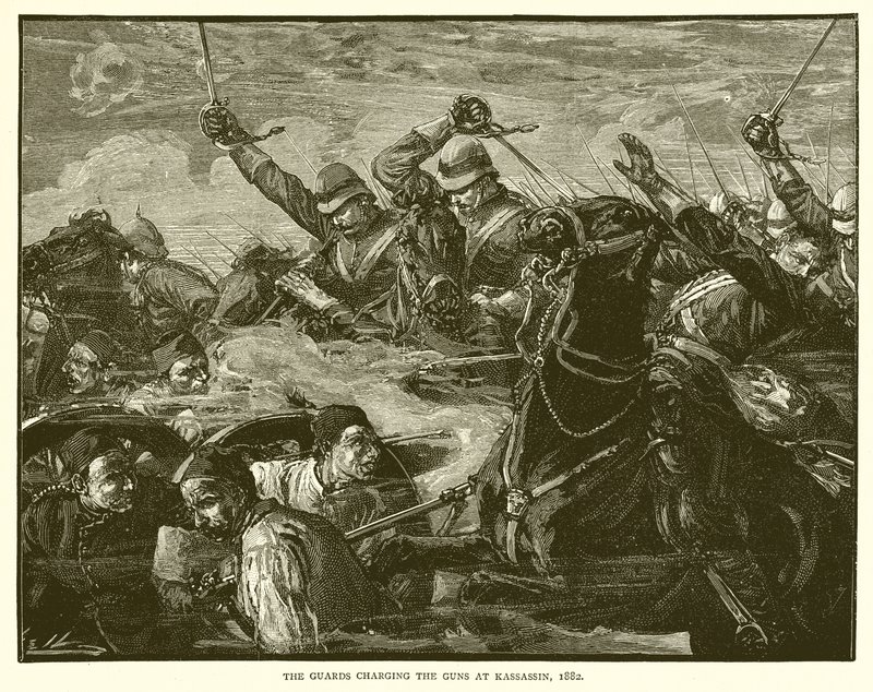 Vagterne angriber kanonerne ved Kassassin, 1882 af English School